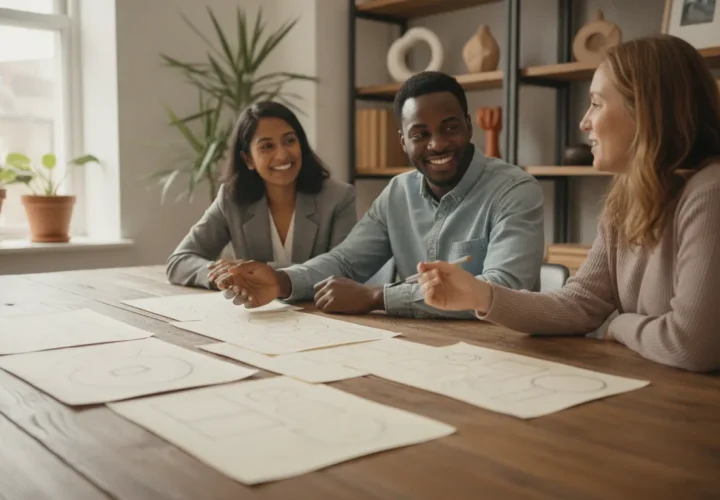 Startup founders comparing business loans for startups with a financial advisor